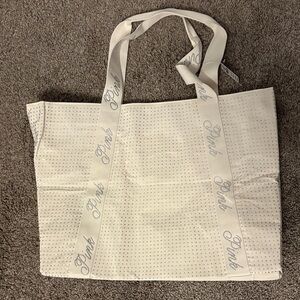 PINK Victoria's Secret Cream Tote with Silver Accents